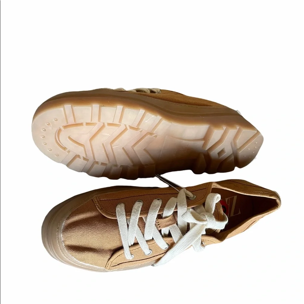 NWT Zara Chunky Platform Lace Up Sneakers Tan / Brown EU 39 US 6 Lug Sole